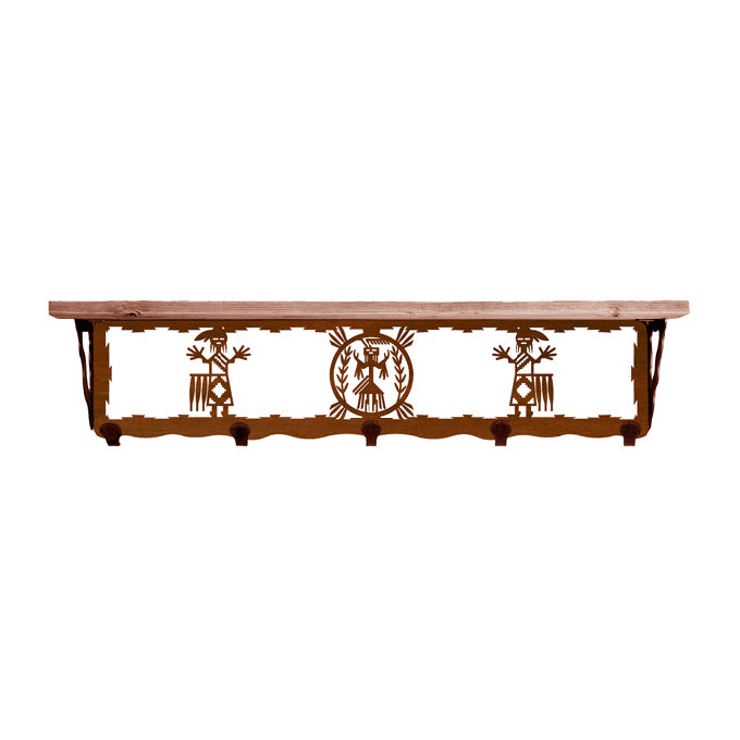 Yei 34 Inch Pine Hook Shelf