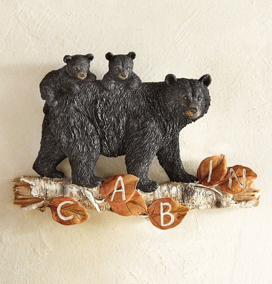 Cabin Bear Family Wall Hanging - CLEARANCE