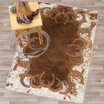 Horseshoe & Cowhide Brown Rug - 4 x 5