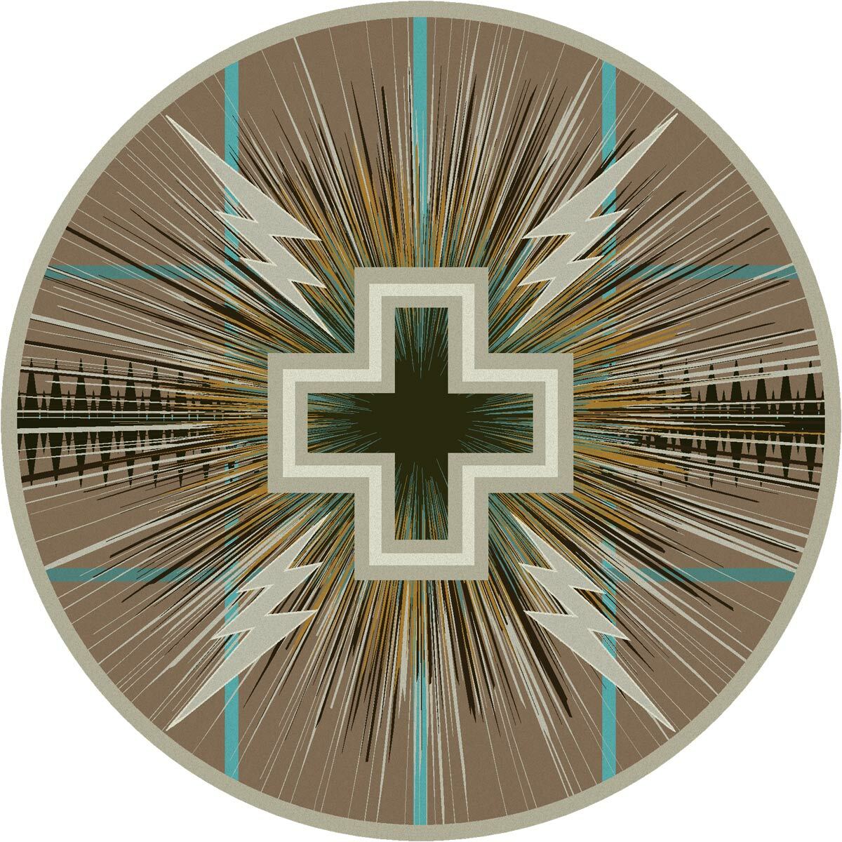 Temple Gray & Turquoise Rug - 8 Ft. Round