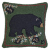 Single Black Bear Hooked Wool Pillow