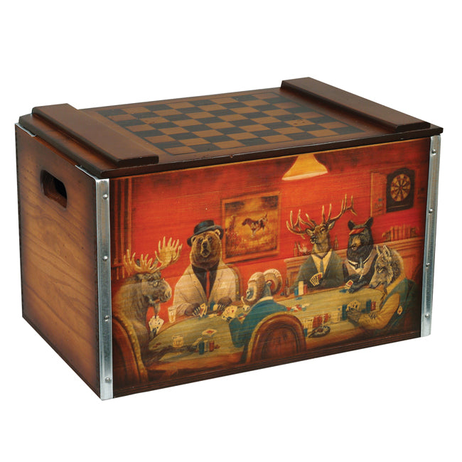 Wildlife Poker Game Checkerboard Box