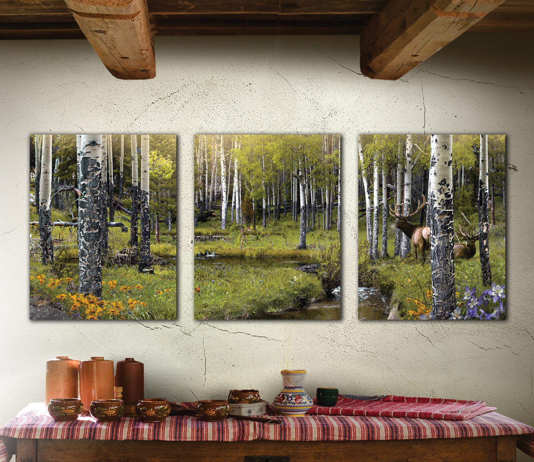 Personalized Timber Wilderness Stretched Canvas Triptych - Large