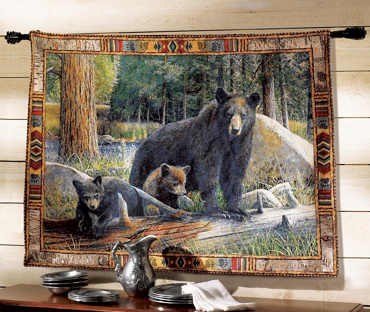 Black Bear Tapestry Wall Hanging