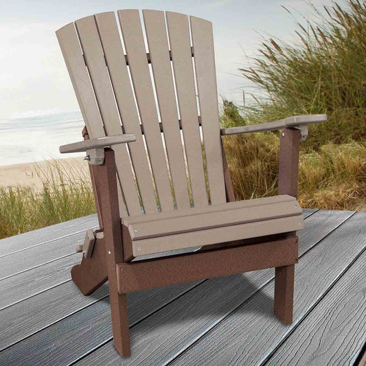 Kingston Adirondack Folding Chair - Weatherwood & Tudor Brown