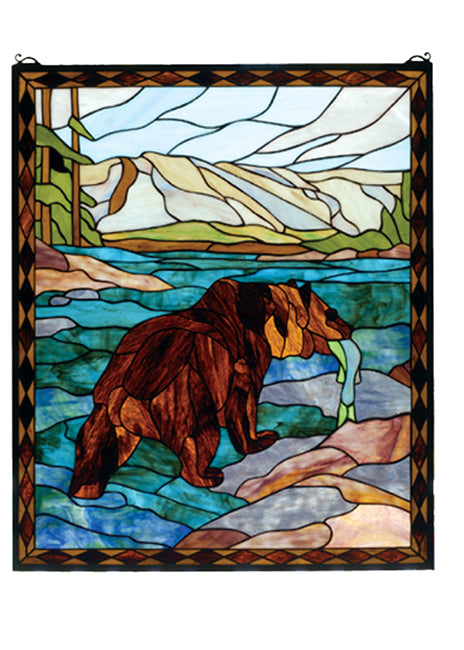 Catch of the Grizzly Stained Glass Window