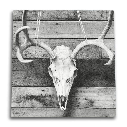 Barnwood Deer Skull Canvas Wall Art