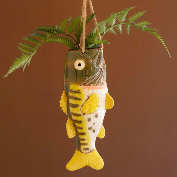 hanging fish planter Largemouth Bass Hanging Planter