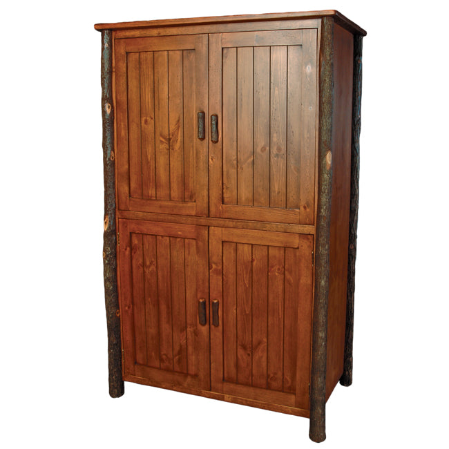 Black Forest Hickory Natural Bark 4-Door Entertainment Cabinet
