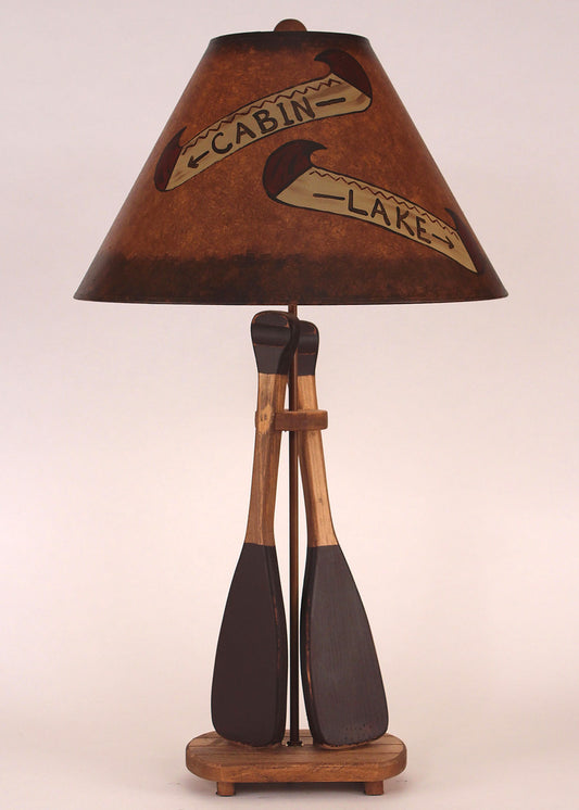 Canoe Paddle Table Lamp with Painted Canoe Shade