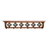 Turquoise Stone 42 Inch Pine Hook Shelf