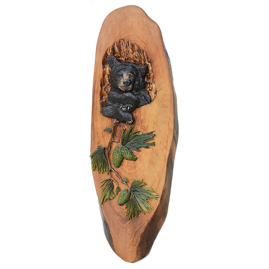 Cubbyhole Bear Wood Carved Wall Art