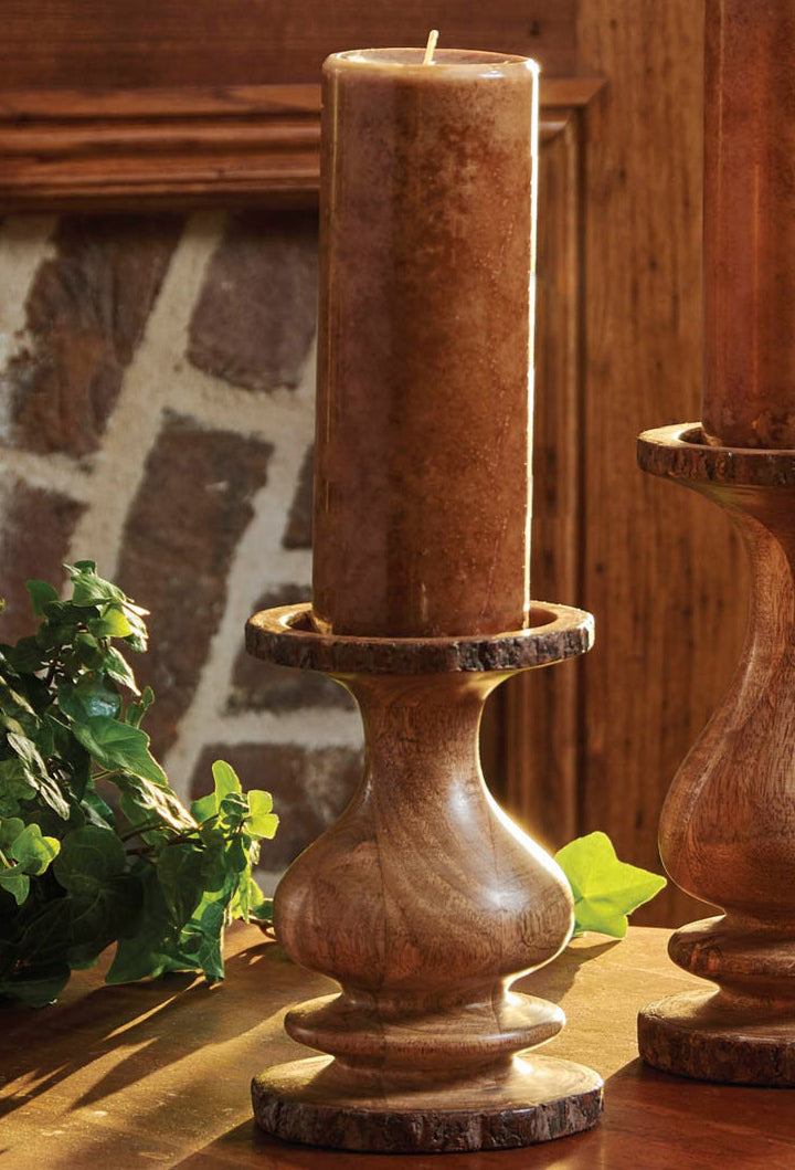Bark Edge Pillar Candleholder - Small