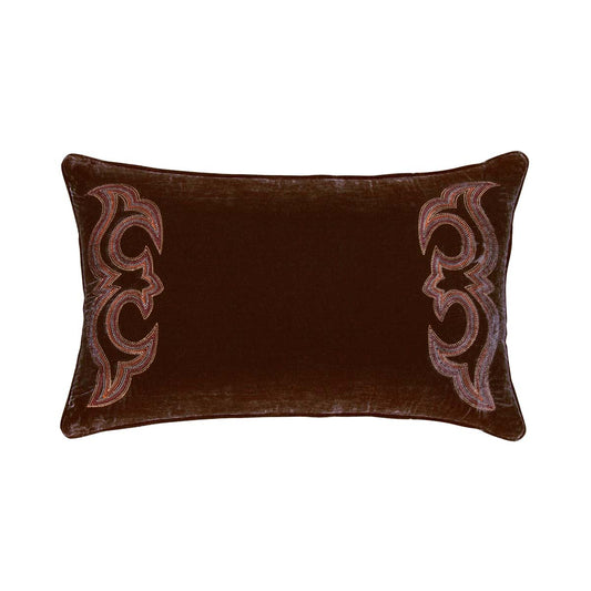 Copper Luxe Velvet Boot Stitch Lumbar Pillow - OVERSTOCK