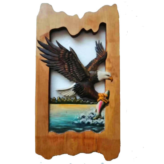 Hungry Eagle Carved Wood Wall Art - OUT OF STOCK UNTIL 08/19/2026