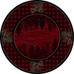 Pinecones Forest Plaid Rug - 8 Ft. Round