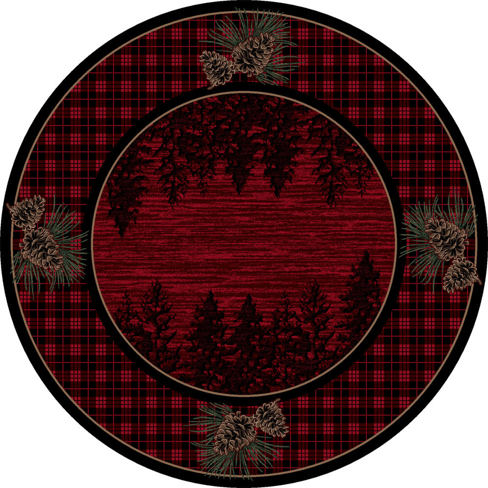 Pinecones Forest Plaid Rug - 8 Ft. Round