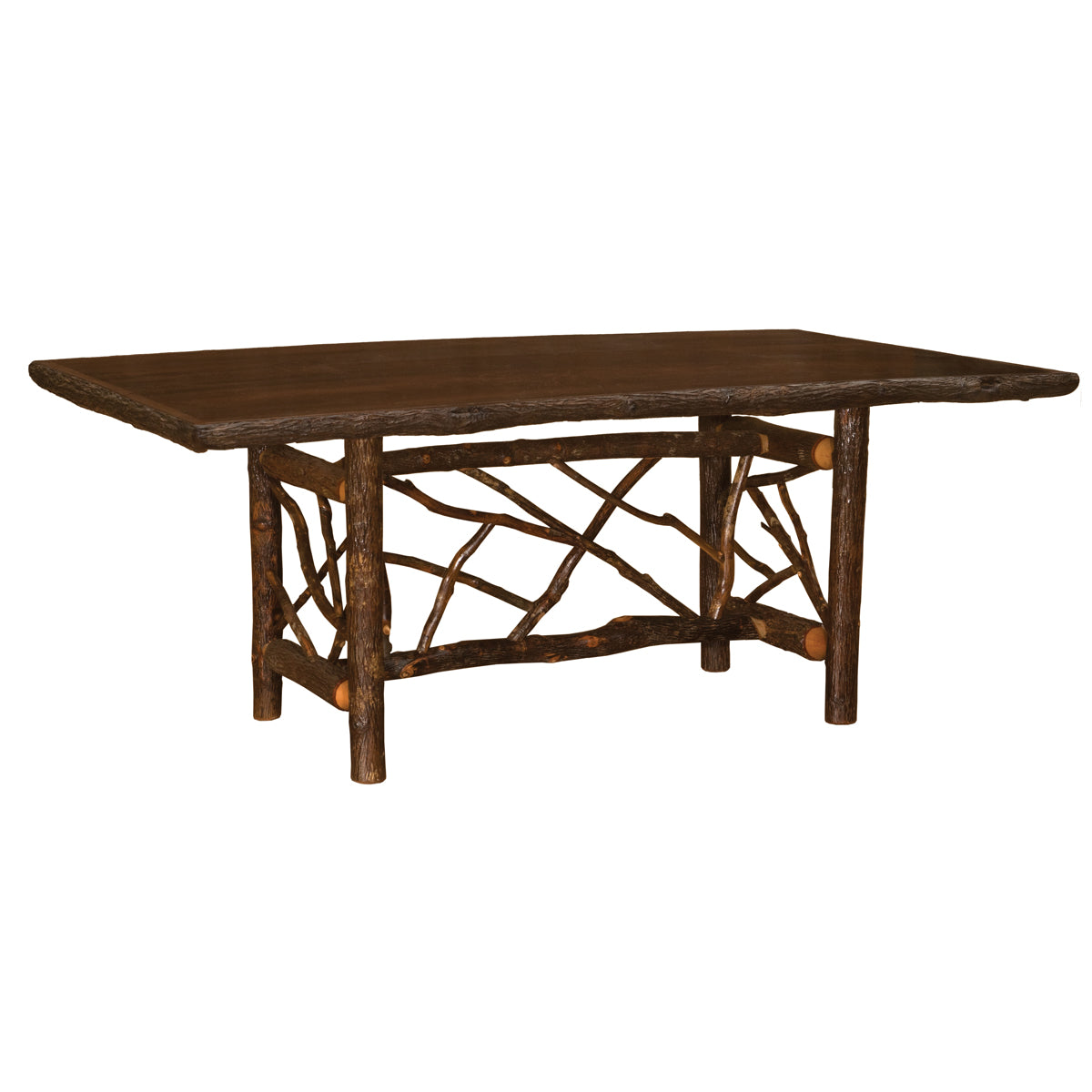 Hickory Rectangle Twig Log Dining Table - 8 Foot - Standard Finish ...