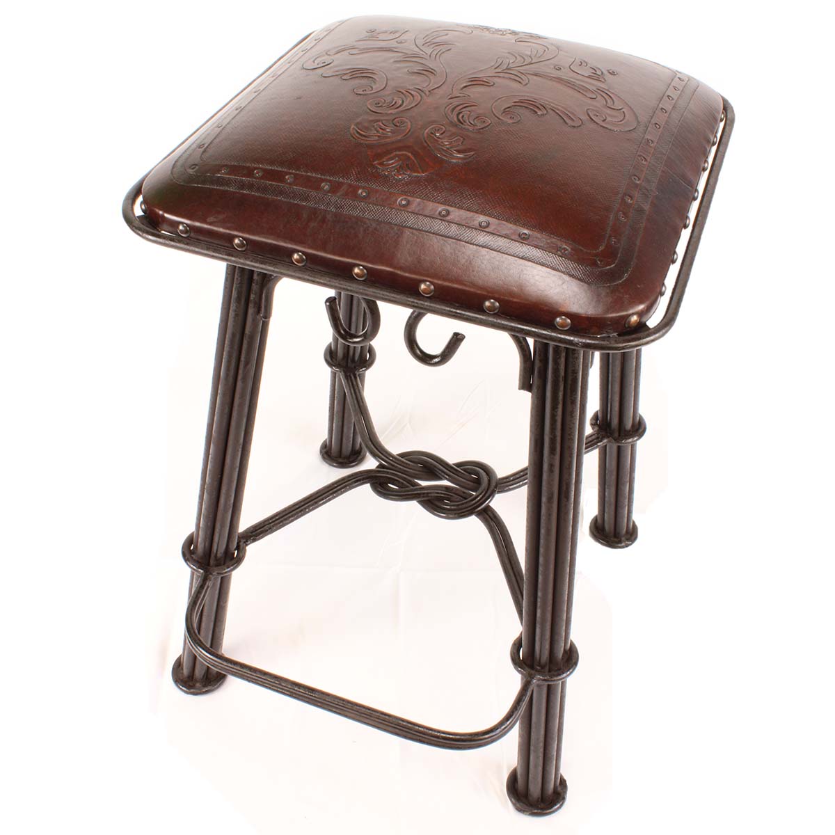 Antique Fleur de Lys Iron Counter Stool