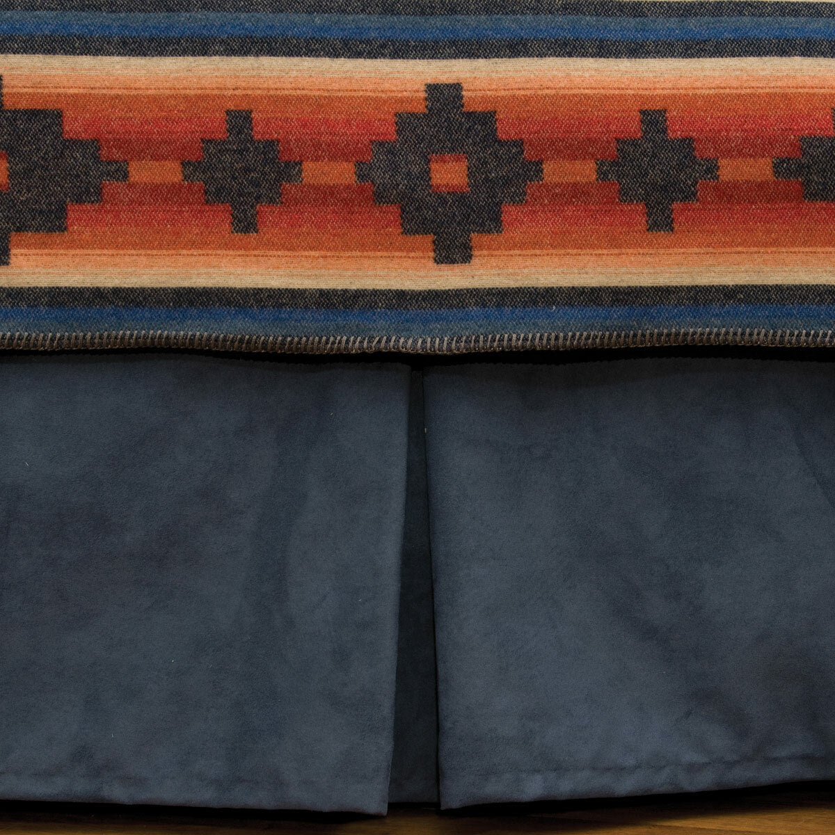 Navy Suede Tailored Bedskirt - Full