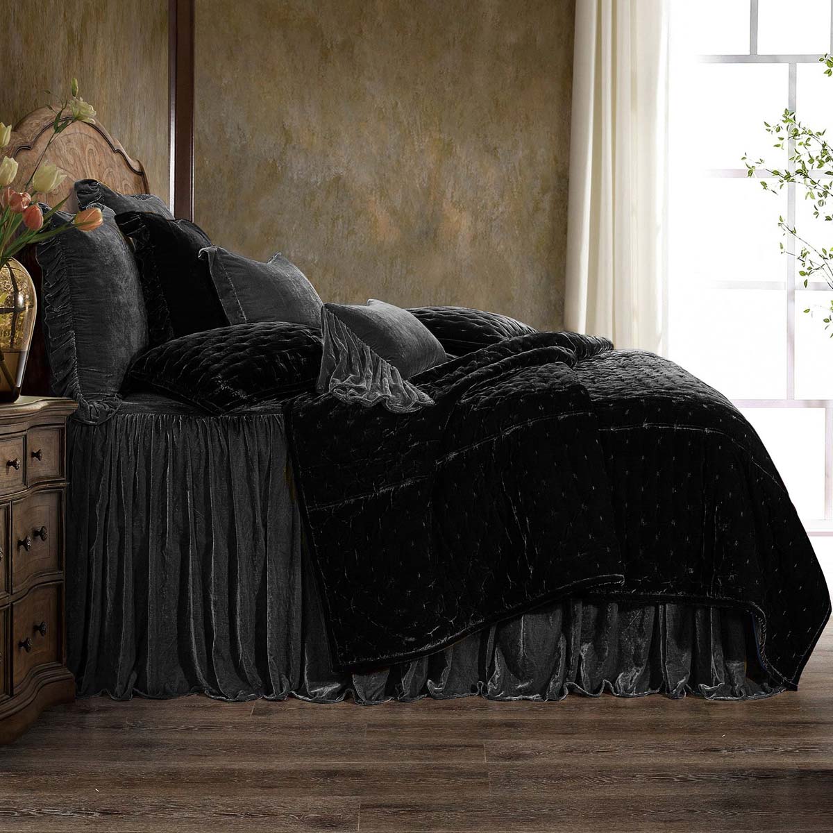 Azure Gray Velvet Bed Set - Twin - OUT OF STOCK UNTIL 09/09/2026