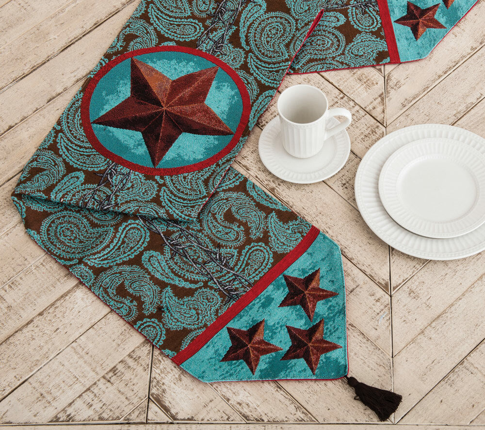 Turquoise Western Star Table Runner