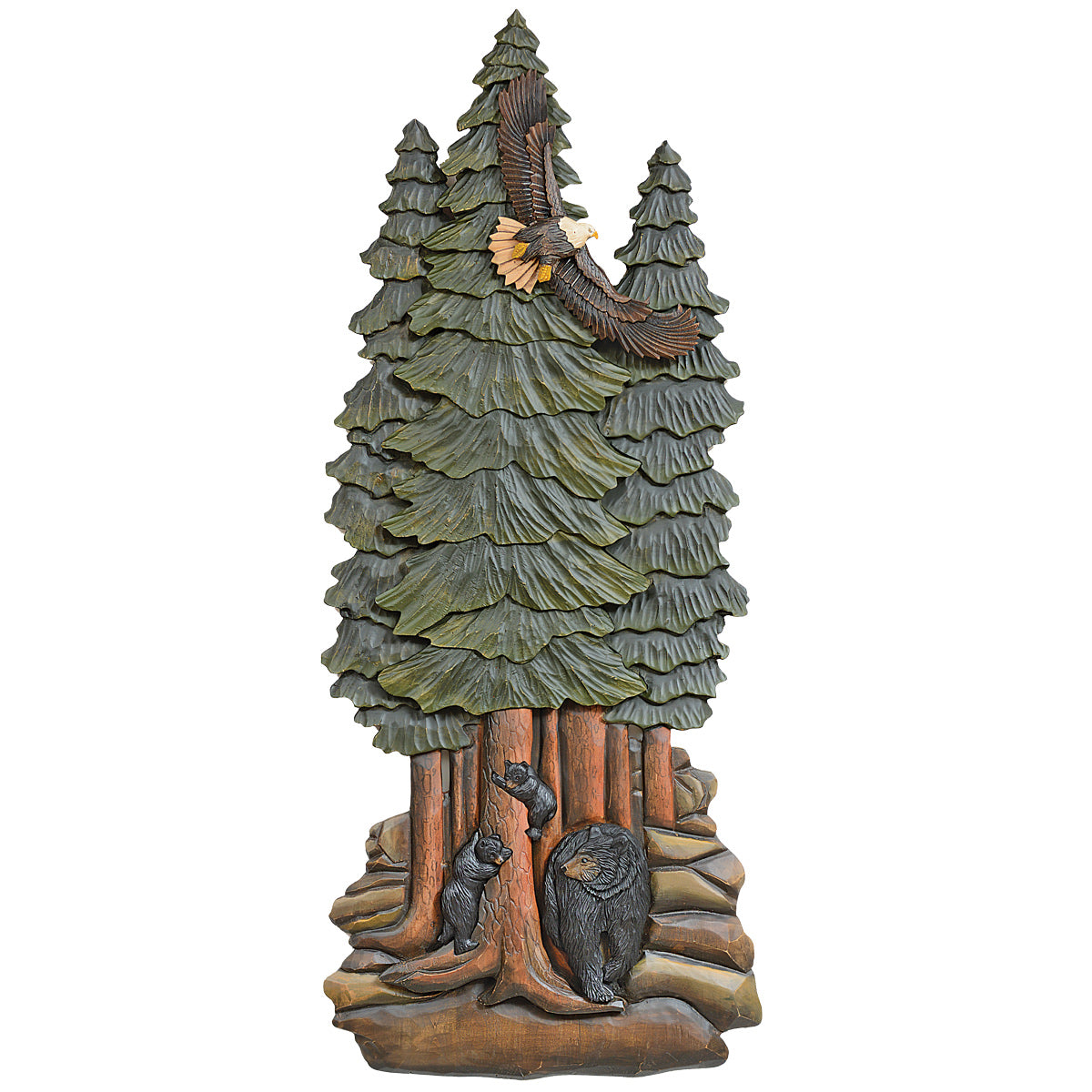 Woodland Bears Carved Wood Wall Hanging - OUT OF STOCK UNTIL 08/19/2026
