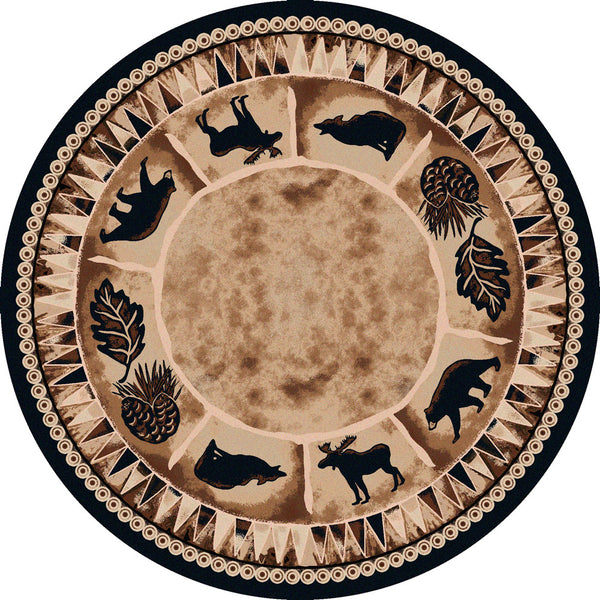 Wild Forever Rug Wildlife Rugs: 8-Foot Round Northern Wildlife Rug | Black Forest Decor