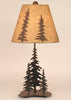 Pine Trees Metal Art Table Lamp