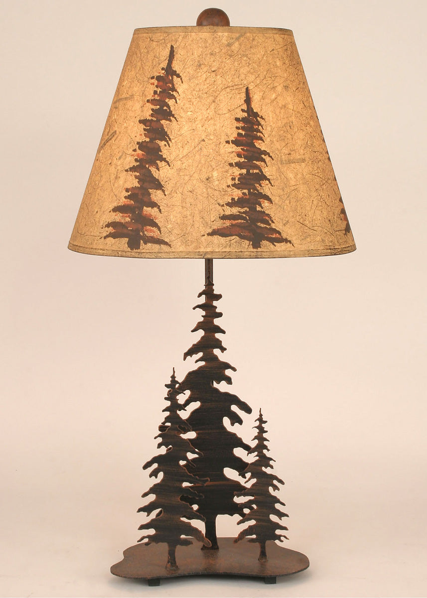 Pine Trees Metal Art Table Lamp