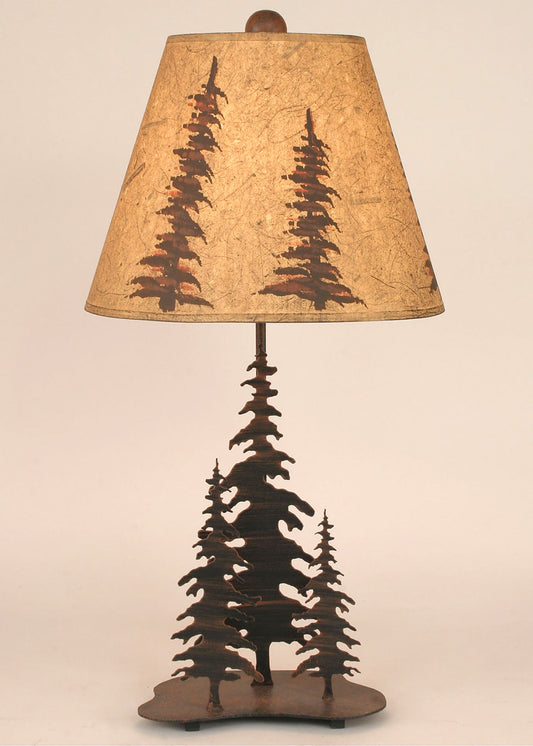 Pine Trees Metal Art Table Lamp