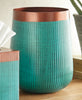 Turquoise & Copper Metal Waste Basket - SALE