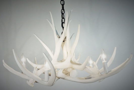 Mule Deer 6 Antler White Chandelier