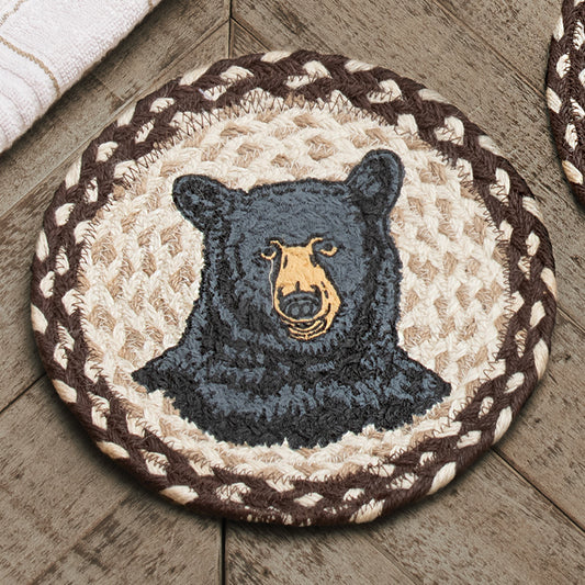 Happy Black Bear Jute Trivet - Set of 3