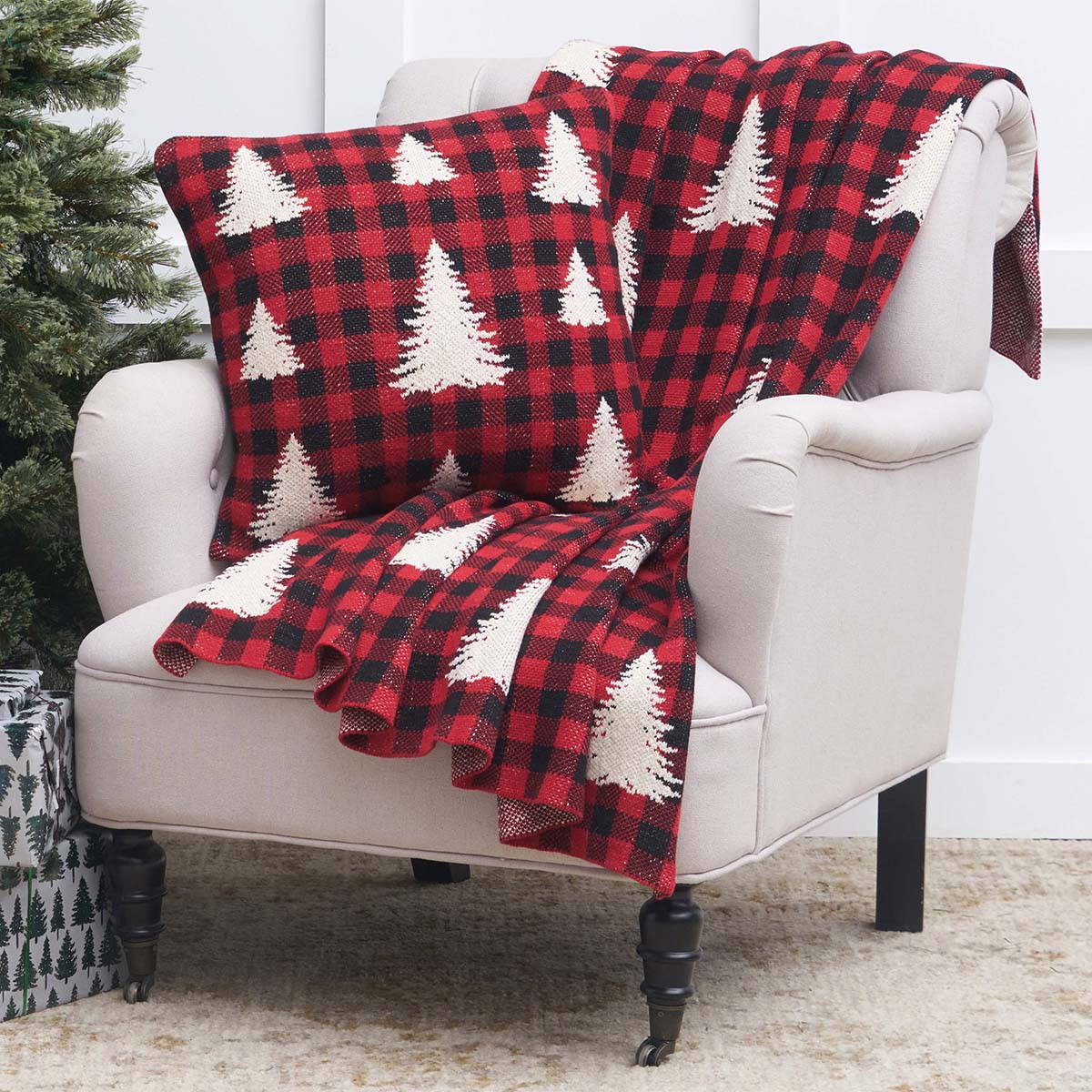 Real Tree Throws Plaid Forest Trees Throw | Black Forest Decor