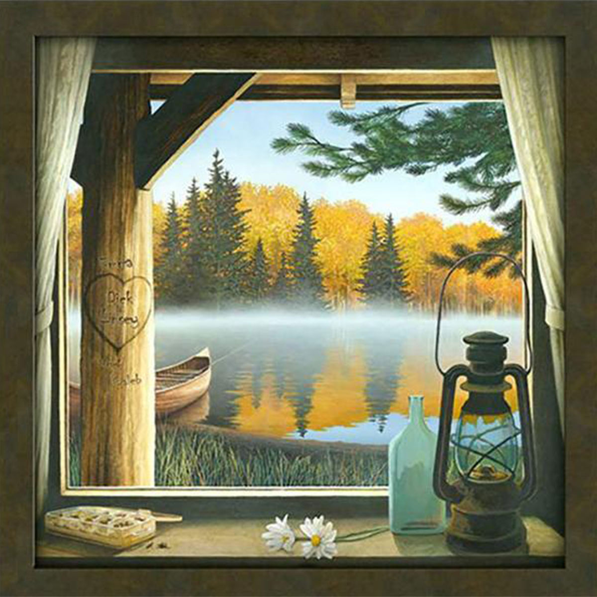 Cabin Window Personalized Framed Canvas - Small