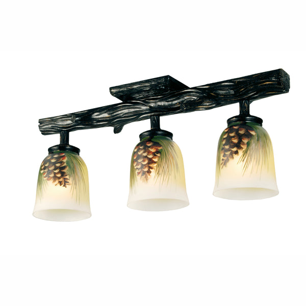 Hand Painted Pinecone 3 Light Semi Flush Mount Fixture - OVERSTOCK