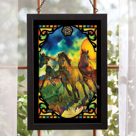 Running Horses Stained Glass Art