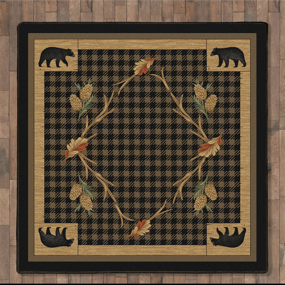 Black Bear Cabin Rug - 8 Ft. Square