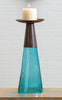 Reversible Candle Holder / Vase with Crackled Turquoise Glass and Candle - Small