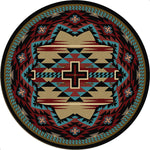 Rustic Cross Blue Southwestern Rug - 8 Ft. Round
