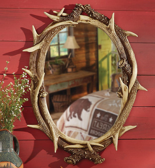 Oval Antler Mirror