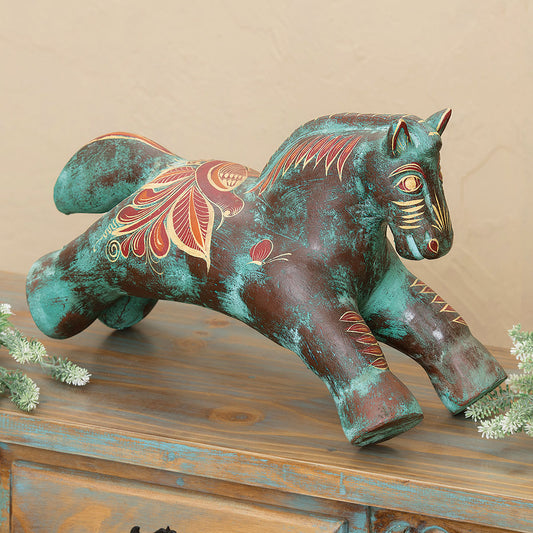 Turquoise Pottery Horse Sculpture