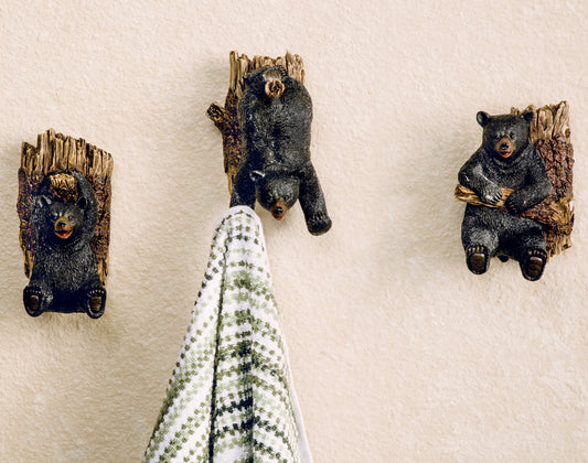 Frolicking Bear on Tree Hooks - Set of 3- SALE