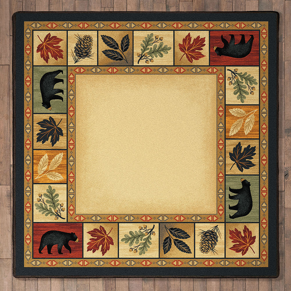 Leafy Lodge Bears Rug - 8 Ft. Square