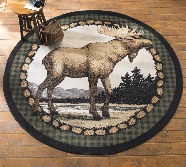 Real Moose Rug Majestic Moose Round Rug | Black Forest Decor