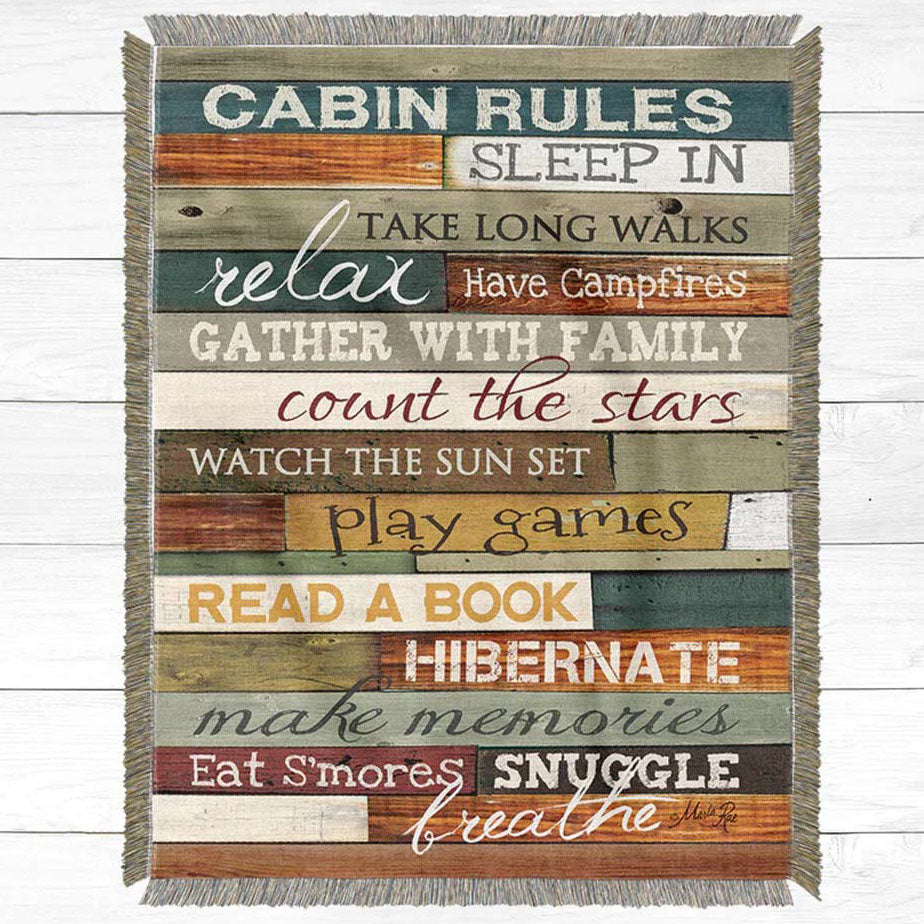 Cabin Rules Throw Blanket - Small