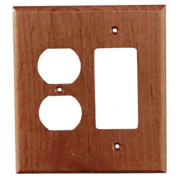 Traditional Wood Single Outlet and Rocker Switch Cover