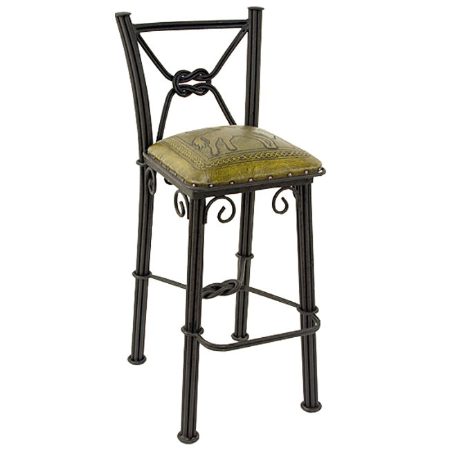Coronado Iron Barstool with Back - Mustard Bronco - Set of 3