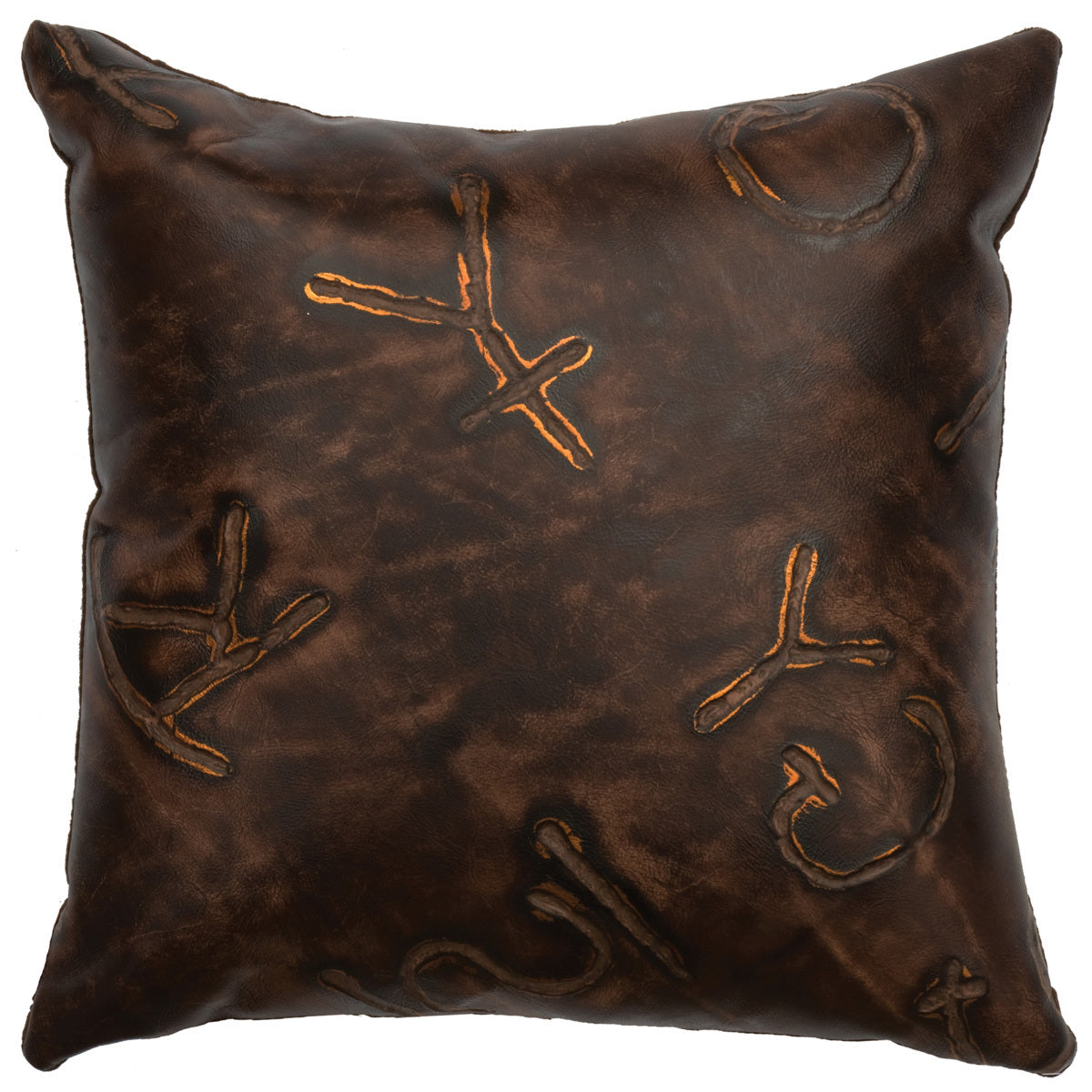 Brands Embossed Leather Square Pillow